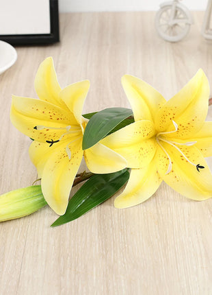Real Looking 3D Printing Lily Branch  Artificial Flowers White Fake Flowers Flores for Wedding Home Garden Decoration