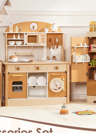 Robotime Cucina da gioco in legno Set da gioco da cucina per bambini Lavatrice Lavastoviglie Set da gioco da cucina per bambini Regalo per ragazzi e ragazze Caramello - riparo82