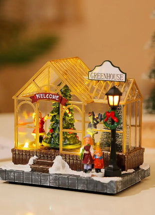 Scena di Natale Case del villaggio Edifici da collezione Casa di Natale da tavolo a LED per camera da letto Soggiorno interno Scrivania Festa di Natale