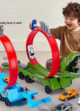 Dinosauro Pista Auto Scorrevole Ferrovia Giocattolo Squalo Binario Assemblato Fai da Te Bambini Giocano Veicoli Giocattoli Educativi per I Ragazzi Regalo - riparo82