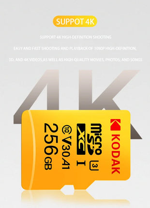 3 pezzi Kodak SD Card 128GB SD/TF Flash Card Mini schede SD con adattatore SD gratuito Scheda di memoria Flash Class10 V30 U3 per fotocamera portatile