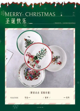 Stoviglie per famiglie con ambiente ad alta temperatura, cartone animato in ceramica atmosferica, piatto da frutta natalizio transfrontaliero da 8 pollici - riparo82