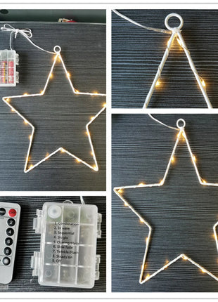 1 stringa di luci a stella a cinque punte, luci a stella a LED, luci a stella decorative con 8 modalità di illuminazione/decorazioni natalizie con timer