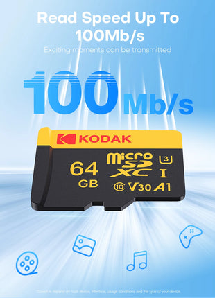 Kodak Micro SD Card Scheda di memoria classe 10 32G8 64GB 128GB 256GB U3 4K Ad alta velocità Catao De Memora Flash Memory TF card per fotocamera