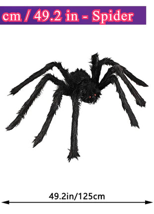 200cm Halloween Spiders Outdoor Decoration Halloween Plush Spiders Giant Spider for Indoor Outdoor Garden Party Decoration - Riparo82