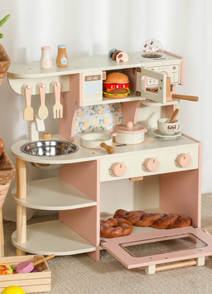 Gioco per bambini Giocattoli in legno Set da gioco per caffè per bambini con cibo da gioco Accessori da cucina Set da cucina Regalo per ragazze e ragazzi dai 3 anni in su - riparo82