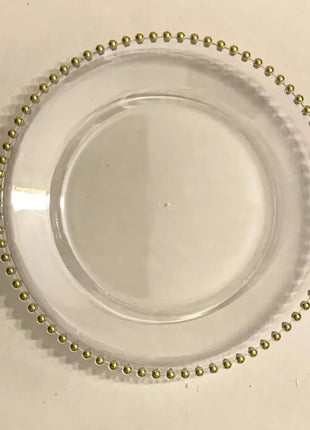 Piatti acrilici in cristallo con bordo in rilievo dorato | Stoviglie eleganti e lucide per feste di matrimonio di Natale, feste di festa, feste di compleanno - riparo82