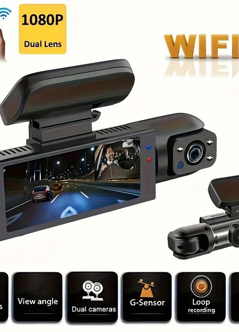 Dash Cam for Cars Dual Camera Front 1080P and Inside 720P with IR Night Vision, Loop Recording, and Wide Angle Lens - Riparo82
