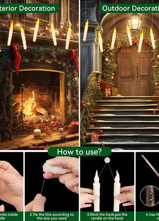 Halloween LED Floating Candles with Magic Wand Remote Battery Operated Potter Floating Candles Warm Light Home Party Decoration - Riparo82