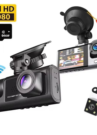 3 Lens Car DVR Camera HD 1080P Inside Vehicle Dash Cam Three Way Front and Rear DVRs Recorder Video Registrator Dash Camcorder - Riparo82