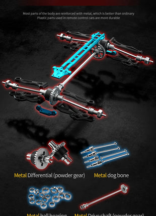 Teeggi 16101 /16102 PRO 1:16 Auto RC ad alta velocità con luce LED Drift 70KM/H 4WD RC Off-Road Car Monster Truck Giocattolo per i regali del capretto