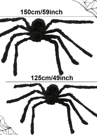 200cm Halloween Spiders Outdoor Decoration Halloween Plush Spiders Giant Spider for Indoor Outdoor Garden Party Decoration - Riparo82