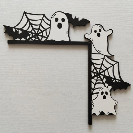 Halloween wooden door frame decoration, door corner bat ghost decoration