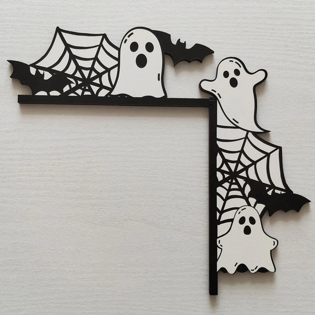 Halloween wooden door frame decoration, door corner bat ghost decoration