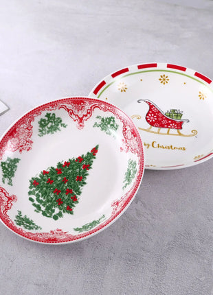 Stoviglie per famiglie con ambiente ad alta temperatura, cartone animato in ceramica atmosferica, piatto da frutta natalizio transfrontaliero da 8 pollici - riparo82