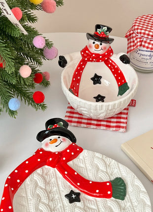 Piatto pupazzo di neve di Natale, piatto da dessert in ceramica, regalo di Natale, piatto creativo e carino - riparo82