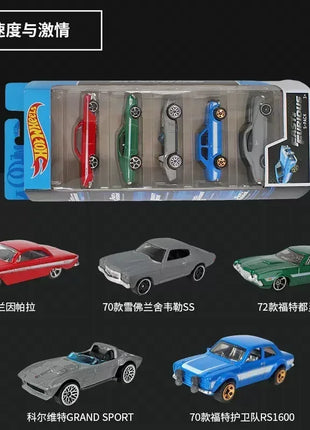 Hot Wheels Set 5 Auto Sportive 1:64 - Pack Modellini Metallo Pista