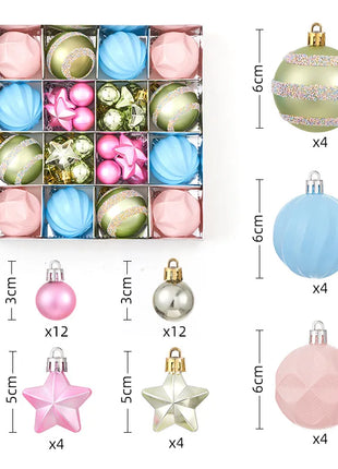 Nuovi 42 set di decorazioni natalizie Palline verniciate elettrolitiche, palline di plastica, decorazioni per finestre, pendenti per albero di Natale - riparo82