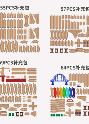 Set di binari ferroviari in legno Pacchetto di espansione Blocchi di costruzione fai-da-te Accessori Tracce adatte per binari in legno Biro Giocattoli educativi per bambini - riparo82