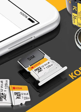 KODAK Micro SD TFcard 256GB 64GB 32GB Scheda di memoria 128GB Classe 10 Scheda SD Microsd 100MB/S UHS-I Scheda A1 per telefono/PC