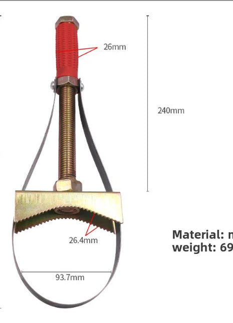 Strumento per la rimozione del filtro dell'olio Chiave per cinghia Strumento manuale Diametro regolabile Chiave per cinghia in acciaio Diametro automatico per auto moto