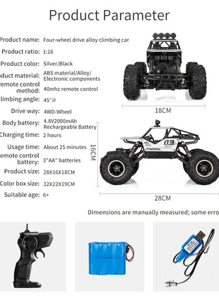 ZWN 1:16 4WD RC Auto 2.4G Radio Auto telecomandate Buggy ricaricabile 4x4 Camion telecomandati fuoristrada Ragazzi Giocattoli per i regali dei bambini