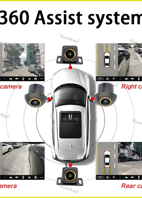 car 360°Panoramic Camera AHD1080P Front/Rear/Left/Right Camera 360 Panoramic Accessories for android multimedia Golden fisheye - Riparo82
