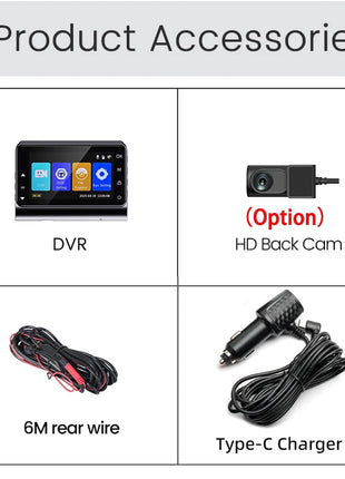 Dash Cam 4K Front and 2.5K Rear Dual Camera GPS WiFi with IMX415 Night Vision 3" Screen APP Control 24H Parking Monitor Tracking - Riparo82