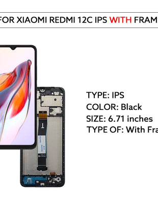 Schermo LCD Per Xiaomi Redmi 12C Display LCD Touch Screen Digitizer Assembly 22120RN86G 22120RN86I 22126RN91Y 2212ARNC4L Parti - riparo82
