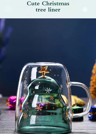 Tazza di Natale Tazza da tè Set di decorazioni regalo di Capodanno Albero di Natale Bicchieri Tazza Decorazione per feste Tazza da caffè Cartone animato Vetro carino - riparo82
