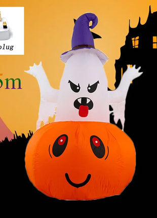 Halloween 1.5m Inflatable Luminous Decoration White Ghost Hat Pumpkin Built-in LED Light Ghost Christmas Outdoor Indoor Ornament - Riparo82