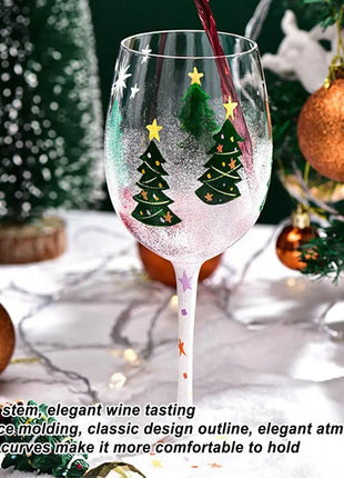 Bicchieri da vino natalizi da 450 ml Albero di Natale di Babbo Natale Aghi di pino Bicchieri da vino rosso per vino Succo di champagne - riparo82