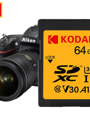 Scheda SD KODAK per fotocamera Scheda di memoria C10 ad alta velocità da 100 MB/s 32 GB 64 GB 128 GB 256 GB SDXC A1 U3 V30 UHS-I scard per 4K HD SLR DV