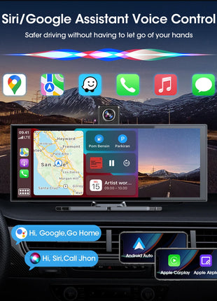 11.26 inch Dash Cam Car DVR 4K Camera Wireless Carplay Android Auto Touch Screen Dual Len Video Recorder Dashboard BT FM AUX GPS - Riparo82