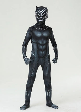 Marvel Black Panther Costume Bambini Bambino Supereroe Black Panther Cosplay Tuta Tuta Costumi di Carnevale di Halloween