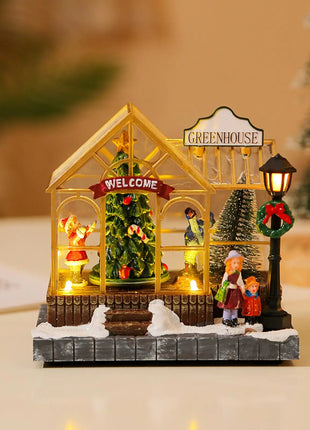 Scena di Natale Case del villaggio Edifici da collezione Casa di Natale da tavolo a LED per camera da letto Soggiorno interno Scrivania Festa di Natale