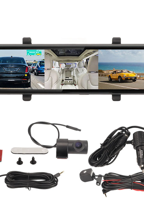 10.26in Mirror Dash Cam BT5.0 HD Night Vision 3 Recorded Video Front 2.5K Rear 1080P Driving Recorder for Cars Car DVR Dash Cam - Riparo82