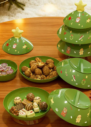 3 strati Natale Creativo Forma dell'albero di Natale Caramelle Snack Noci Frutta secca Piatto di plastica Snack Piatti Ciotola Vassoio per la colazione a h - riparo82