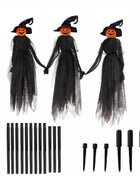 Halloween Outdoor Decoration Illuminated Holding Hands Sound Control Witch Witch for Outdoor Patio Lawn Garden Party Scary Decor - Riparo82