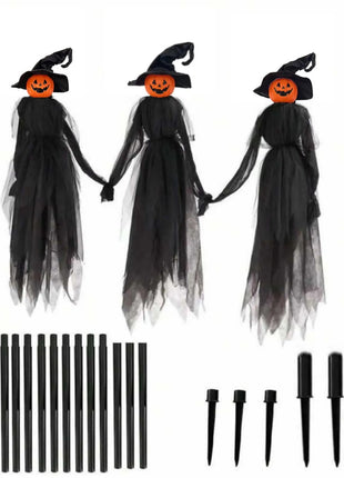Halloween Outdoor Decoration Illuminated Holding Hands Sound Control Witch Witch for Outdoor Patio Lawn Garden Party Scary Decor - Riparo82