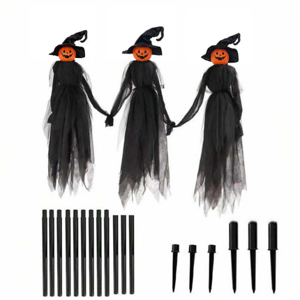 Halloween Outdoor Decoration Illuminated Holding Hands Sound Control Witch Witch for Outdoor Patio Lawn Garden Party Scary Decor