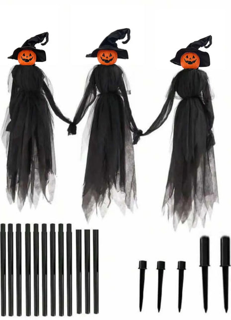 Halloween Outdoor Decoration Illuminated Holding Hands Sound Control Witch Witch for Outdoor Patio Lawn Garden Party Scary Decor - Riparo82