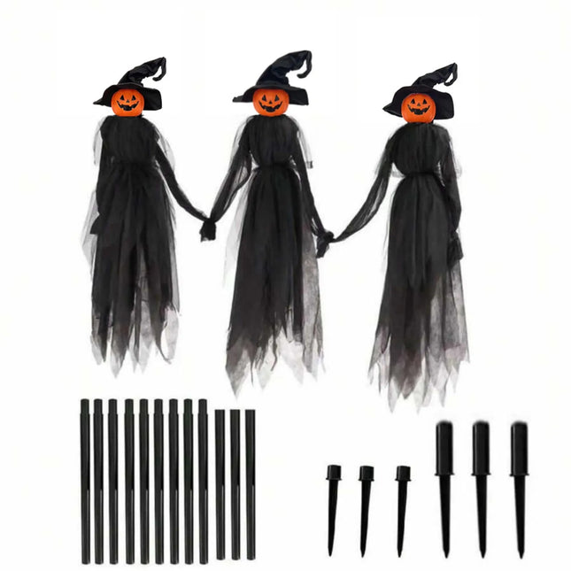 Halloween Outdoor Decoration Illuminated Holding Hands Sound Control Witch Witch for Outdoor Patio Lawn Garden Party Scary Decor
