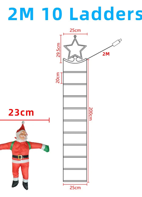 Luci per gradini a LED natalizie USB abbinate a la decorazione da arrampicata di Babbo Natale per pareti decorative interne, finestre, alberi di Natale