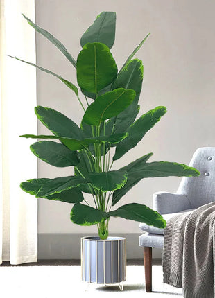 120cm 24Leaves Large Tropical Banana Tree Fake Palm Plants Real Touch Strelizia Plastic Banyan Plant For Home Shop Office Decor