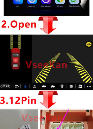 360 Car camera For android auto 360 panoramic system 8K 3D AHD1080P 720p Camera Night Vision with camera dedicated hole opener - Riparo82