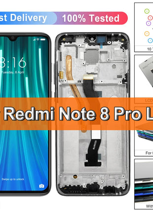 6.53" per Xiaomi Redmi Note 8 Pro Display LCD Touch Screen, per Redmi Note8Pro M1906G7I Display LCD Sostituisci, con cornice - riparo82