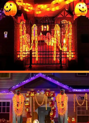 2/3M Halloween Plastic Chain Lights Props Chains with 8 Lighting Modes String Lights for Skeleton Dog Spooky Outdoor Decorations - Riparo82
