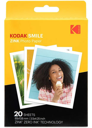 Disponibile 20/80 fogli di carta fotografica Kodak Premium Zink Print 3,5x4,25 pollici compatibile con la fotocamera istantanea Kodak Smile Classic