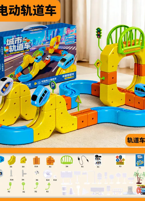 Set di vagoni con pista magnetica elettrica - Giocattolo puzzle per bambini versatile Blocchi magnetici antigravità Veicolo da gioco Regalo di compleanno - riparo82